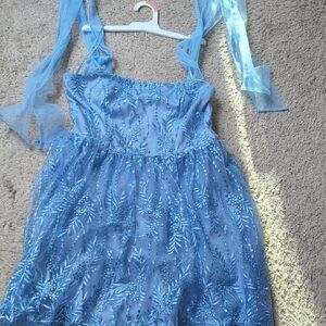 Elegant Blue Embroidered Dress